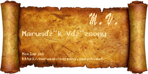 Marusák Vázsony névjegykártya
